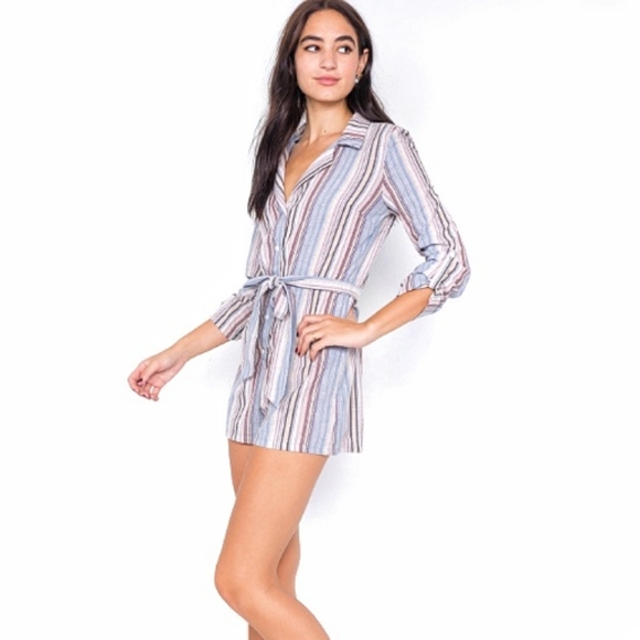 Mustard Seed ~ V-Neck Stripe Short Romper - Picture 5 of 7